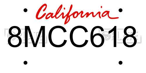 8MCC618 California License Plate
