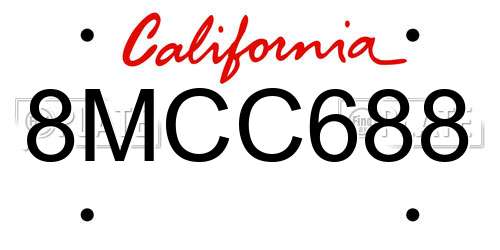 8MCC688 California License Plate