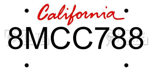 8MCC788 California License Plate