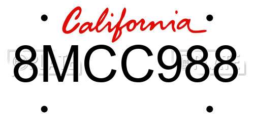 8MCC988 California License Plate