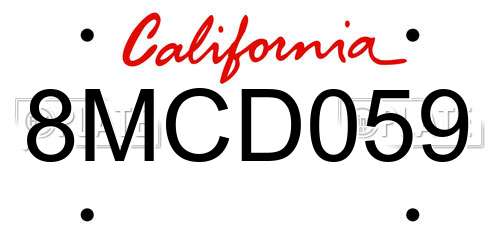 8MCD059 California License Plate