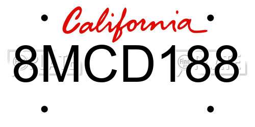 8MCD188 California License Plate