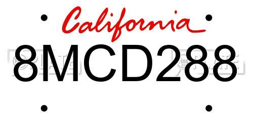 8MCD288 California License Plate