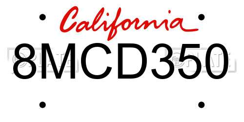 8MCD350 California License Plate