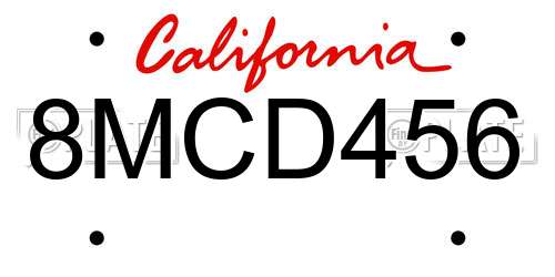 8MCD456 California License Plate