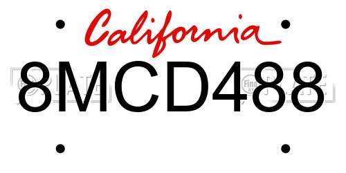 8MCD488 California License Plate