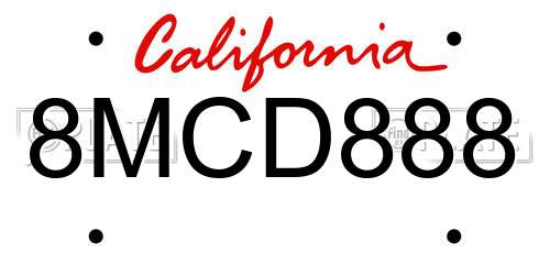 8MCD888 California License Plate