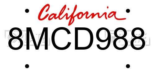 8MCD988 California License Plate