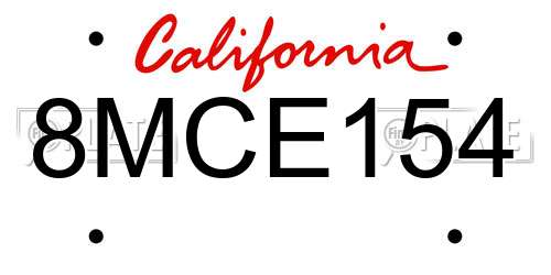 8MCE154 California License Plate