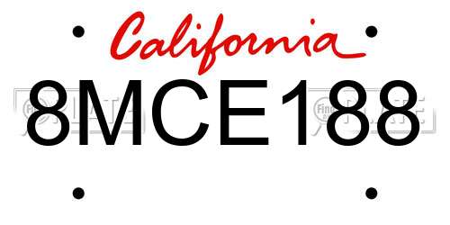 8MCE188 California License Plate