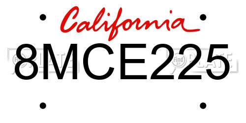 8MCE225 California License Plate