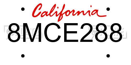 8MCE288 California License Plate