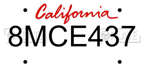 8MCE437 California License Plate