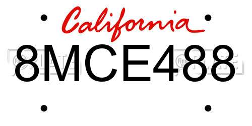 8MCE488 California License Plate