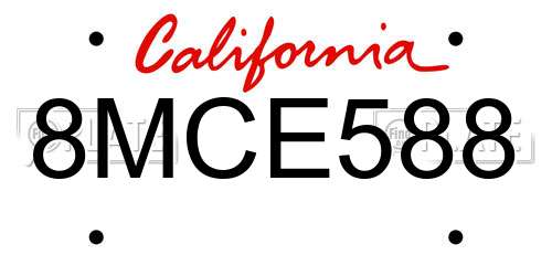 8MCE588 California License Plate