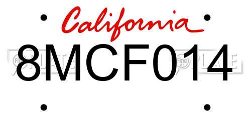 8MCF014 California License Plate