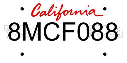 8MCF088 California License Plate