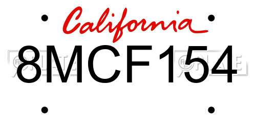 8MCF154 California License Plate