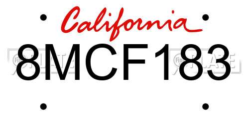 8MCF183 California License Plate