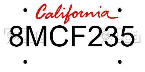 8MCF235 California License Plate