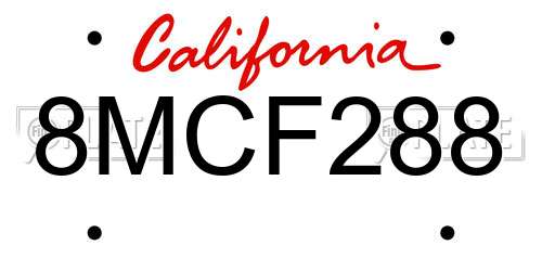 8MCF288 California License Plate