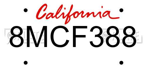 8MCF388 California License Plate