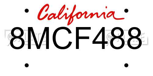 8MCF488 California License Plate