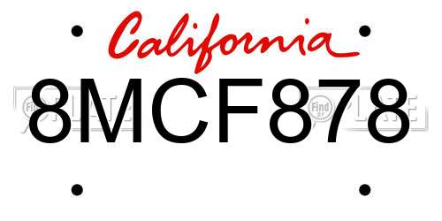 8MCF878 California License Plate