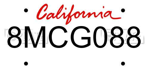 8MCG088 California License Plate