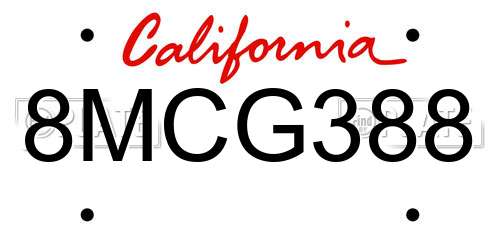 8MCG388 California License Plate