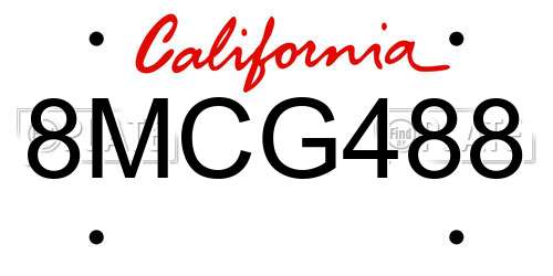 8MCG488 California License Plate