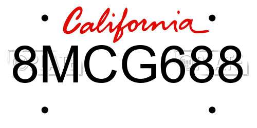 8MCG688 California License Plate
