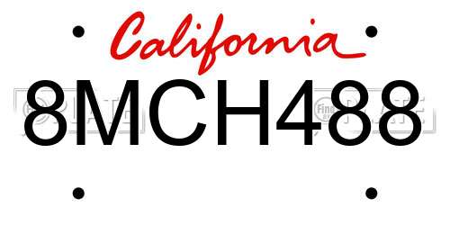 8MCH488 California License Plate