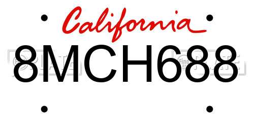 8MCH688 California License Plate