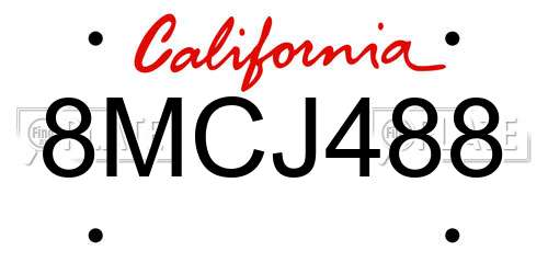 8MCJ488 California License Plate