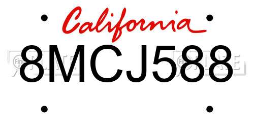 8MCJ588 California License Plate