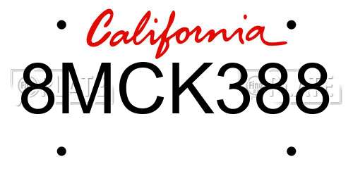 8MCK388 California License Plate