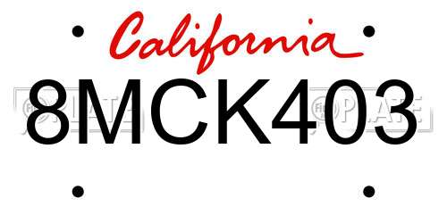 8MCK403 California License Plate