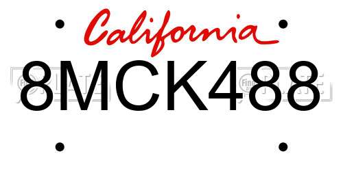 8MCK488 California License Plate