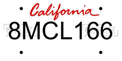 8MCL166 California License Plate