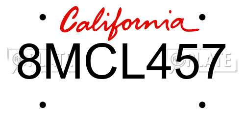 8MCL457 California License Plate