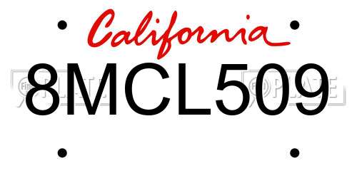 8MCL509 California License Plate