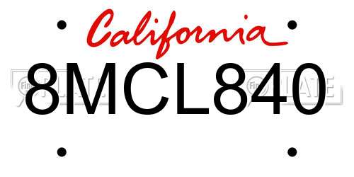 8MCL840 California License Plate
