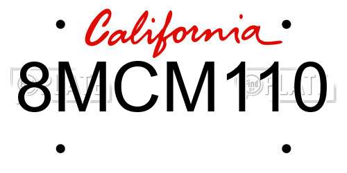 8MCM110 California License Plate