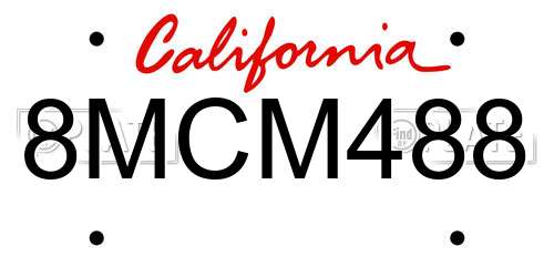 8MCM488 California License Plate
