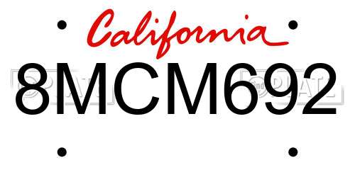 8MCM692 California License Plate