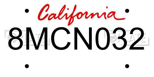 8MCN032 California License Plate