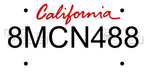 8MCN488 California License Plate