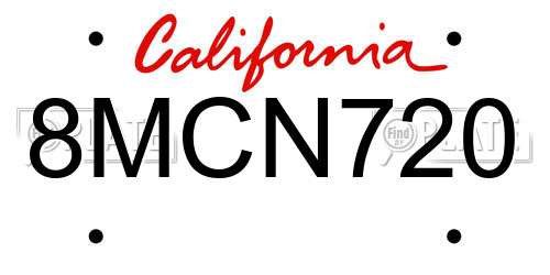 8MCN720 California License Plate
