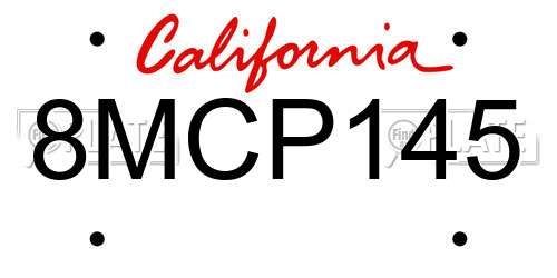 8MCP145 California License Plate